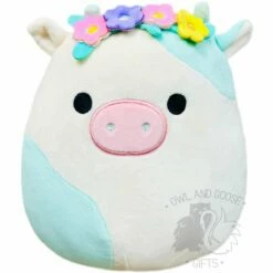 Squishmallow 8 Inch Belana The Cow With Flower Headband Plush Toy